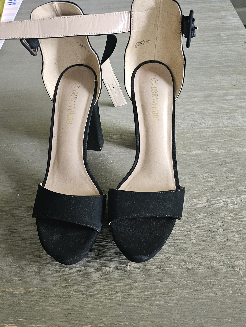 Dream Pairs Black Open-Toe Ankle Strap Block Heels
